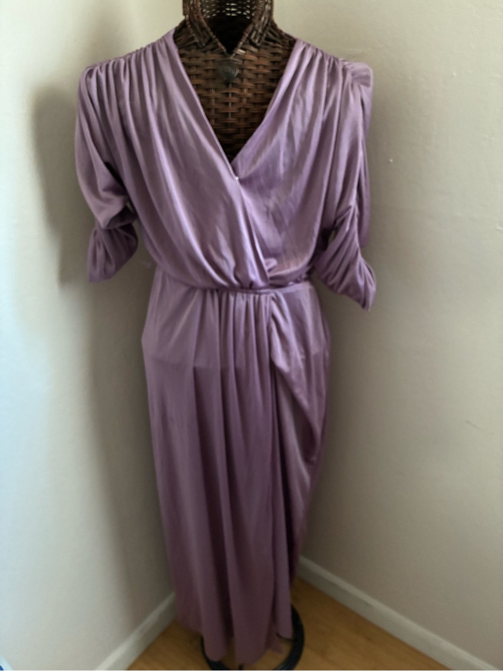 Vintage Dusty Lavender Wrap Maxi Dress